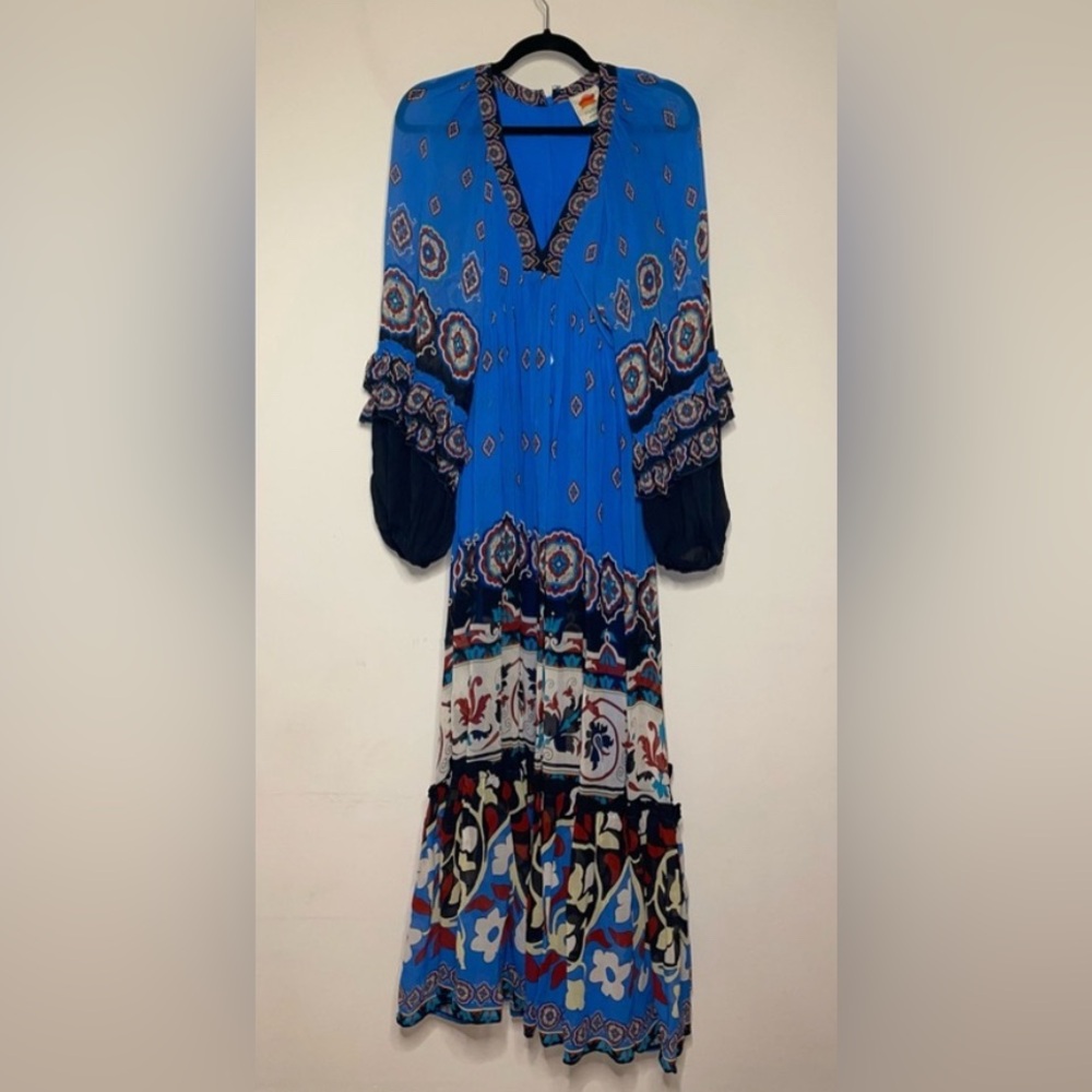 FARM Rio Blue Patterned Long Sleeve Dress - Picture 9 of 15